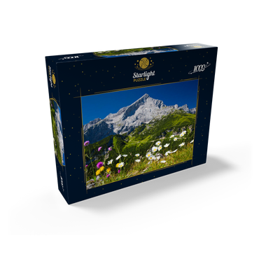 View from Kreuzjoch (1719m) to Hochalm against Alpspitze (2628m) with daisies 1000 Jigsaw Puzzle box view1