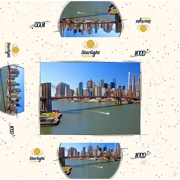 View to Brooklyn Bridge with One World Trade Center, Manhattan, New York City, USA 1000 Jigsaw Puzzle box 3D Modell
