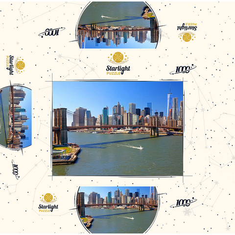 View to Brooklyn Bridge with One World Trade Center, Manhattan, New York City, USA 1000 Jigsaw Puzzle box 3D Modell