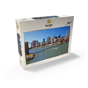 View to Brooklyn Bridge with One World Trade Center, Manhattan, New York City, USA 100 Jigsaw Puzzle box view1