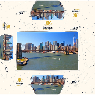 View to Brooklyn Bridge with One World Trade Center, Manhattan, New York City, USA 100 Jigsaw Puzzle box 3D Modell