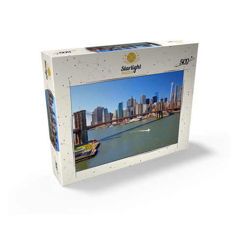 View to Brooklyn Bridge with One World Trade Center, Manhattan, New York City, USA 500 Jigsaw Puzzle box view1