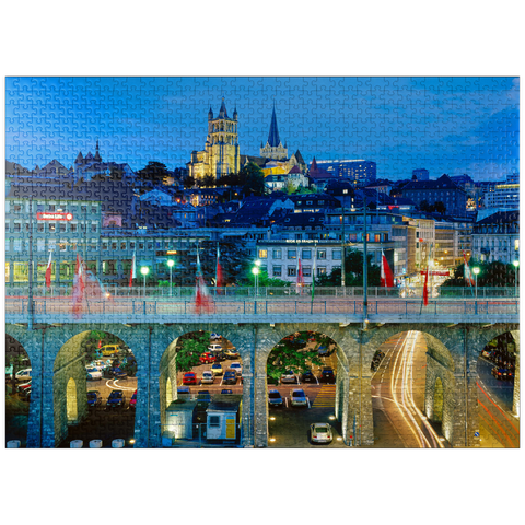 puzzleplate Old town with Notre-Dame Cathedral, Lausanne, Canton Vaud, Switzerland 1000 Jigsaw Puzzle