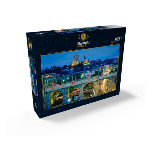 Old town with Notre-Dame Cathedral, Lausanne, Canton Vaud, Switzerland 100 Jigsaw Puzzle box view1