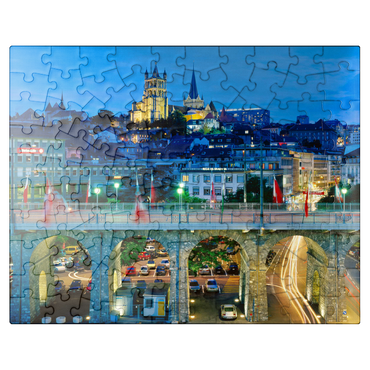 puzzleplate Old town with Notre-Dame Cathedral, Lausanne, Canton Vaud, Switzerland 100 Jigsaw Puzzle