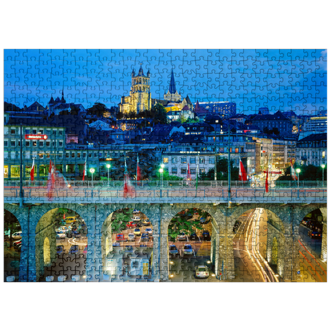 puzzleplate Old town with Notre-Dame Cathedral, Lausanne, Canton Vaud, Switzerland 500 Jigsaw Puzzle