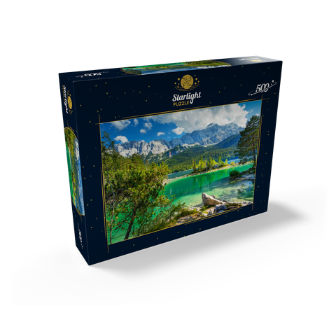 Eibsee with Wetterstein mountains and Zugspitze (2962m) near Grainau, Upper Bavaria 500 Jigsaw Puzzle box view1
