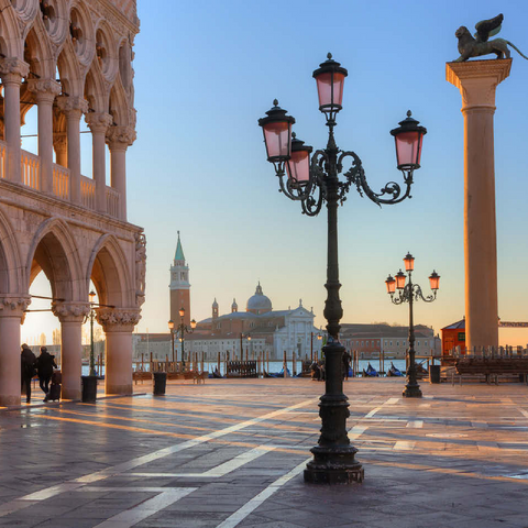 Doge's Palace and Piazzetta against San Giorgio Maggiore in morning light, Venice, Italy 100 Jigsaw Puzzle 3D Modell
