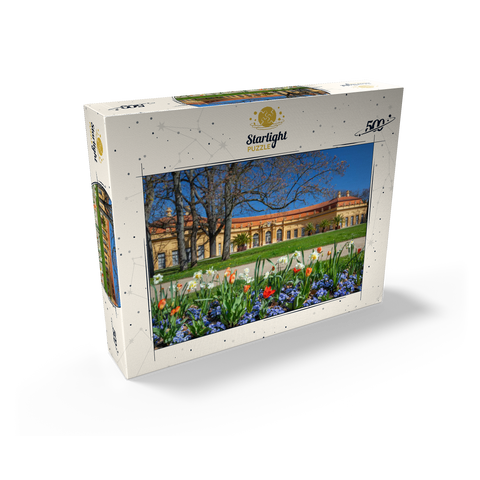 Palace garden with the orangery in spring at the time of the tulip blossom 500 Jigsaw Puzzle box view1