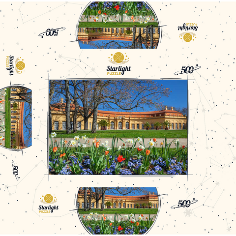 Palace garden with the orangery in spring at the time of the tulip blossom 500 Jigsaw Puzzle box 3D Modell