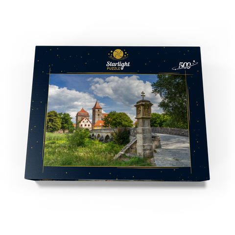 Altmühl bridge in Ornbau with the city gate into the old town on the Altmühl cycle path 500 Jigsaw Puzzle box view1