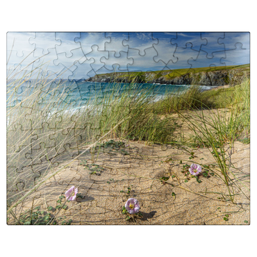 puzzleplate Dunes on the beach of Holywell Bay near Newquay, north coast, Cornwall 100 Jigsaw Puzzle