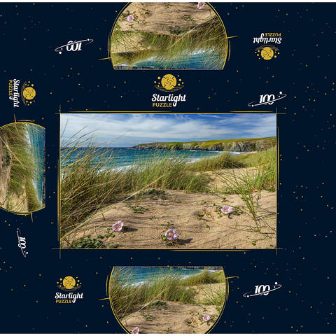 Dunes on the beach of Holywell Bay near Newquay, north coast, Cornwall 100 Jigsaw Puzzle box 3D Modell