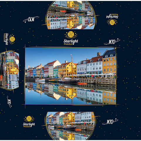 Early morning at the branch canal Nyhavn in the district Frederiksstaden 100 Jigsaw Puzzle box 3D Modell