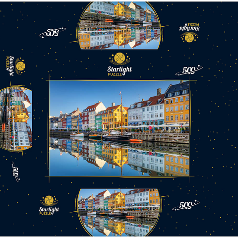 Early morning at the branch canal Nyhavn in the district Frederiksstaden 500 Jigsaw Puzzle box 3D Modell