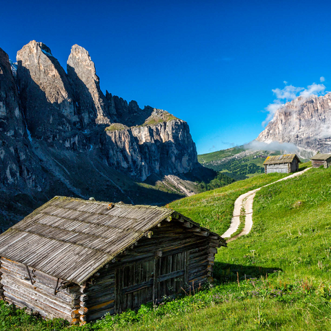 At the Gardena Pass against Sella Group and Sassolungo (3181m), Dolomites, Trentino-South Tyrol 1000 Jigsaw Puzzle 3D Modell