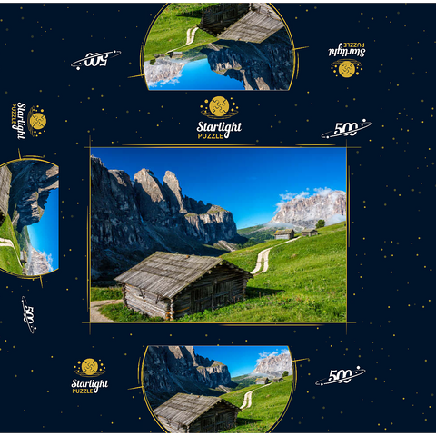 At the Gardena Pass against Sella Group and Sassolungo (3181m), Dolomites, Trentino-South Tyrol 500 Jigsaw Puzzle box 3D Modell