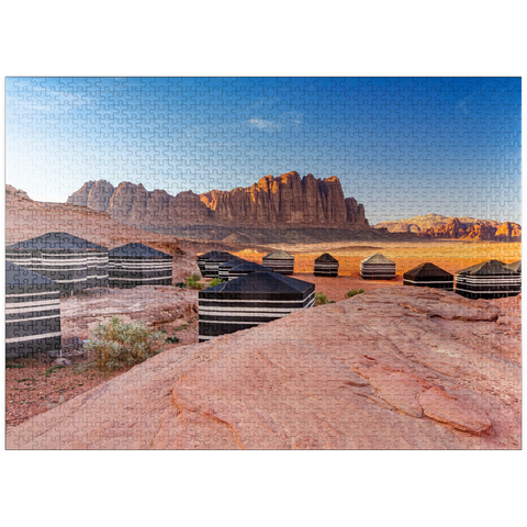 puzzleplate Mohammed Mutlak Camp in the evening light, Wadi Rum, Aqaba Governorate, Jordan 1000 Jigsaw Puzzle