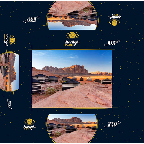 Mohammed Mutlak Camp in the evening light, Wadi Rum, Aqaba Governorate, Jordan 1000 Jigsaw Puzzle box 3D Modell