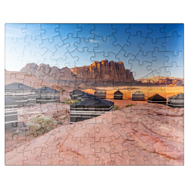 puzzleplate Mohammed Mutlak Camp in the evening light, Wadi Rum, Aqaba Governorate, Jordan 100 Jigsaw Puzzle