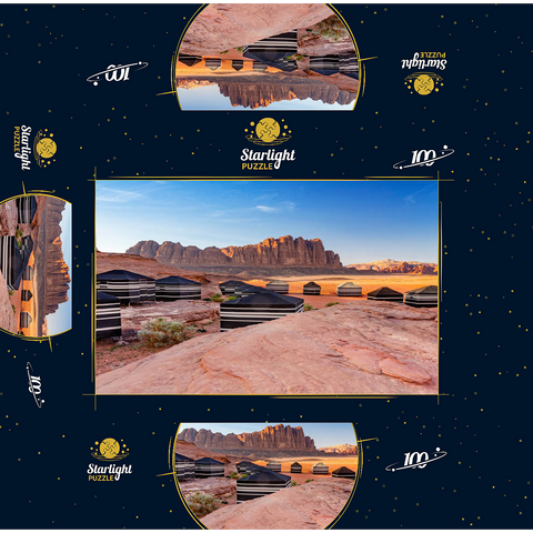 Mohammed Mutlak Camp in the evening light, Wadi Rum, Aqaba Governorate, Jordan 100 Jigsaw Puzzle box 3D Modell