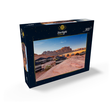 Mohammed Mutlak Camp in the evening light, Wadi Rum, Aqaba Governorate, Jordan 500 Jigsaw Puzzle box view1