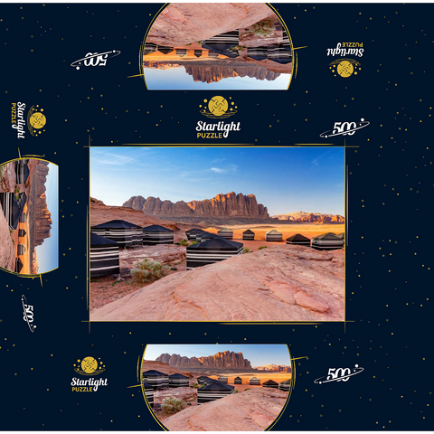Mohammed Mutlak Camp in the evening light, Wadi Rum, Aqaba Governorate, Jordan 500 Jigsaw Puzzle box 3D Modell