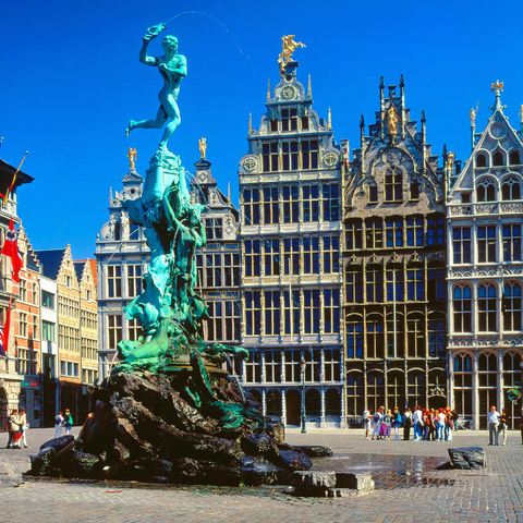 Grote Markt with guild houses and Brabo fountain, Antwerp, Belgium 1000 Jigsaw Puzzle 3D Modell