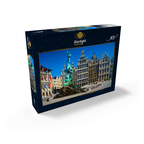 Grote Markt with guild houses and Brabo fountain, Antwerp, Belgium 100 Jigsaw Puzzle box view1