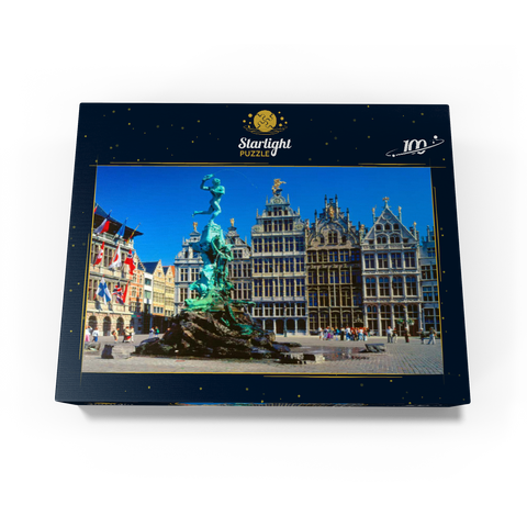 Grote Markt with guild houses and Brabo fountain, Antwerp, Belgium 100 Jigsaw Puzzle box view1
