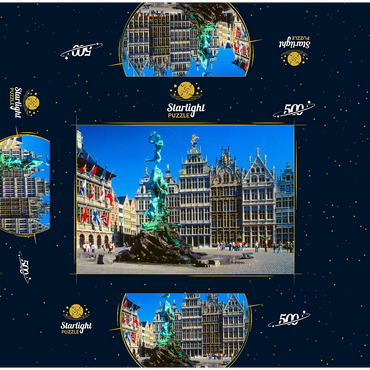 Grote Markt with guild houses and Brabo fountain, Antwerp, Belgium 500 Jigsaw Puzzle box 3D Modell