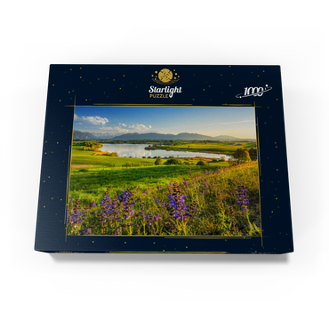 View from the Aidlinger Höhe over the Riegsee in the direction of Murnau in the evening 1000 Jigsaw Puzzle box view1