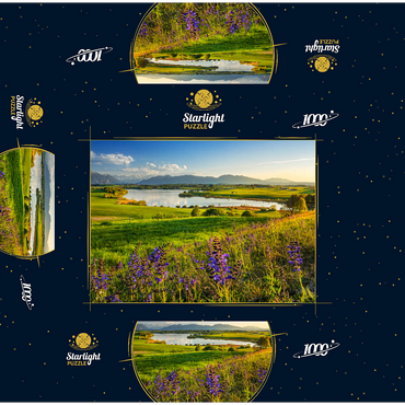 View from the Aidlinger Höhe over the Riegsee in the direction of Murnau in the evening 1000 Jigsaw Puzzle box 3D Modell