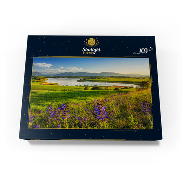 View from the Aidlinger Höhe over the Riegsee in the direction of Murnau in the evening 100 Jigsaw Puzzle box view1