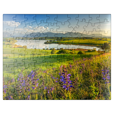 puzzleplate View from the Aidlinger Höhe over the Riegsee in the direction of Murnau in the evening 100 Jigsaw Puzzle