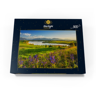 View from the Aidlinger Höhe over the Riegsee in the direction of Murnau in the evening 500 Jigsaw Puzzle box view1