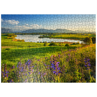 puzzleplate View from the Aidlinger Höhe over the Riegsee in the direction of Murnau in the evening 500 Jigsaw Puzzle