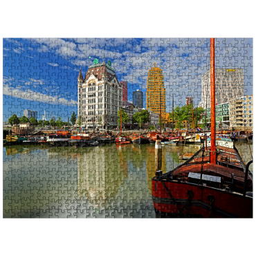 puzzleplate Oudehaven with the Witte Huis, Rotterdam, South Holland, Netherlands 500 Jigsaw Puzzle