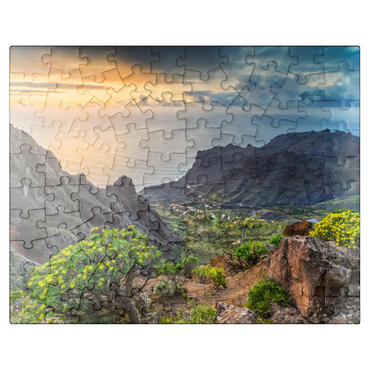 puzzleplate View from Arure into the Barranco of Taguluche at sunset 100 Jigsaw Puzzle