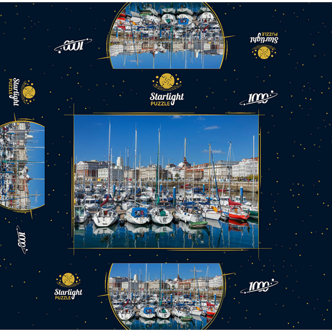 Old port of A Coruña, Camino Inglés, Camino de Santiago Way of St. James 1000 Jigsaw Puzzle box 3D Modell