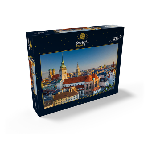Old town with the church Alter Peter, Frauenkirche, town hall at Marienplatz and Old Town Hall 100 Jigsaw Puzzle box view1