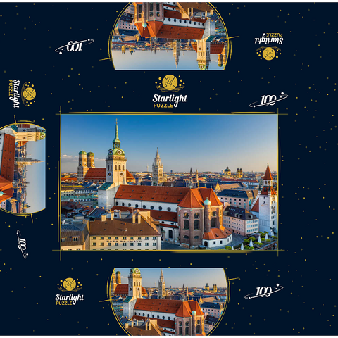 Old town with the church Alter Peter, Frauenkirche, town hall at Marienplatz and Old Town Hall 100 Jigsaw Puzzle box 3D Modell