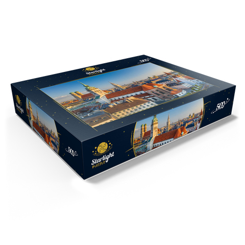 Old town with the church Alter Peter, Frauenkirche, town hall at Marienplatz and Old Town Hall 500 Jigsaw Puzzle box view1