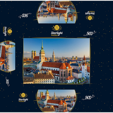 Old town with the church Alter Peter, Frauenkirche, town hall at Marienplatz and Old Town Hall 500 Jigsaw Puzzle box 3D Modell