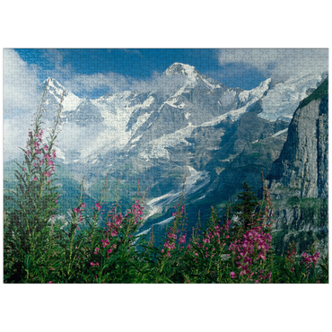 puzzleplate View from Mürren to Eiger, Mönch and Jungfrau, Canton Bern, Switzerland 1000 Jigsaw Puzzle