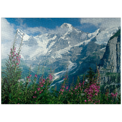 puzzleplate View from Mürren to Eiger, Mönch and Jungfrau, Canton Bern, Switzerland 1000 Jigsaw Puzzle