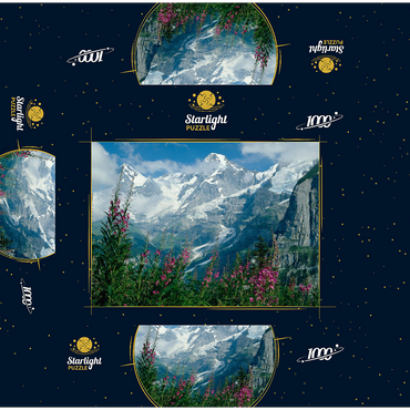 View from Mürren to Eiger, Mönch and Jungfrau, Canton Bern, Switzerland 1000 Jigsaw Puzzle box 3D Modell