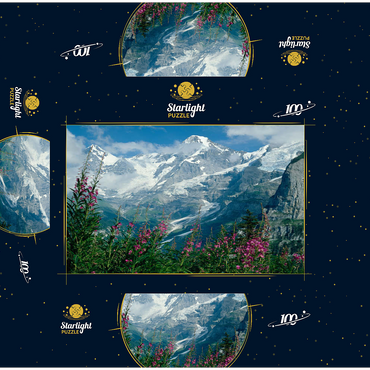 View from Mürren to Eiger, Mönch and Jungfrau, Canton Bern, Switzerland 100 Jigsaw Puzzle box 3D Modell