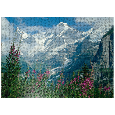 puzzleplate View from Mürren to Eiger, Mönch and Jungfrau, Canton Bern, Switzerland 500 Jigsaw Puzzle