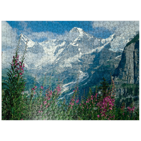 puzzleplate View from Mürren to Eiger, Mönch and Jungfrau, Canton Bern, Switzerland 500 Jigsaw Puzzle